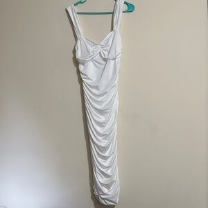 Fashion Nova White Draped Maxi Dress